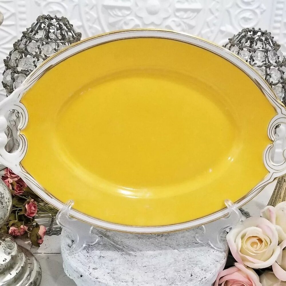 RARE 1870's Haviland Limoges France Yellow & Gold Serving Platter Charles Field